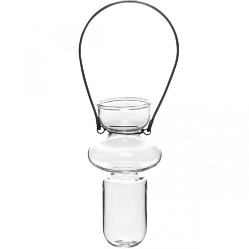 Mini glazen vazen hangende vaas metalen beugel glas decoratie H10.5cm 4st