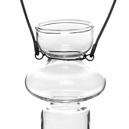 Artikel Mini glazen vazen hangende vaas metalen beugel glas decoratie H10.5cm 4st