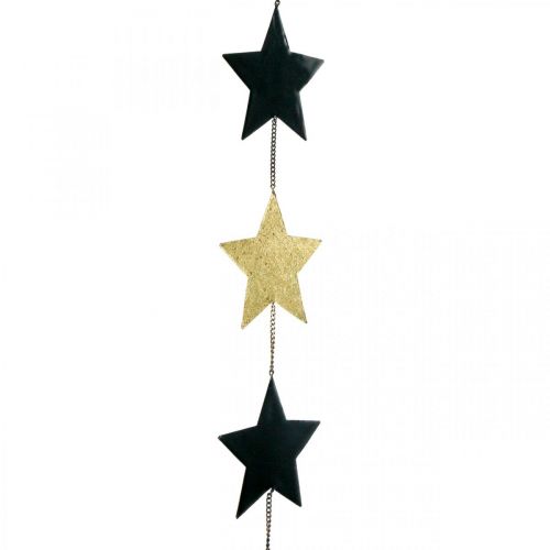 Kerstdecoratie ster hanger goud zwart 5 sterren 78cm