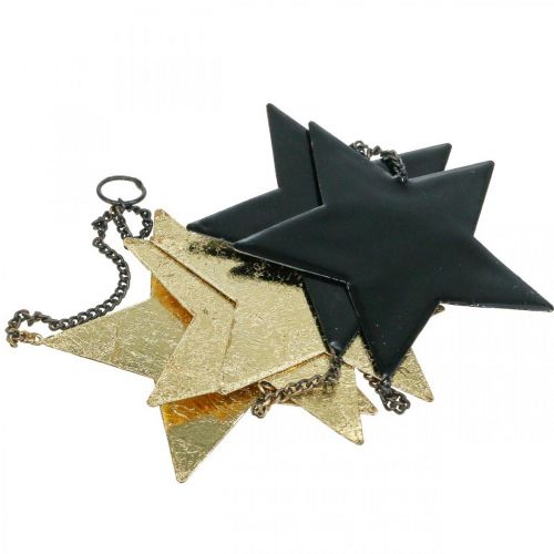 Artikel Kerstdecoratie ster hanger goud zwart 5 sterren 78cm