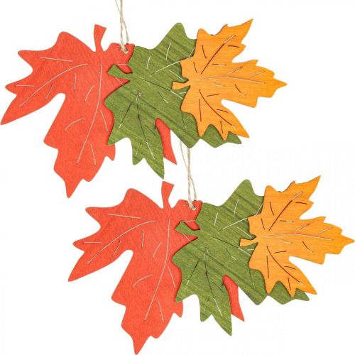 Herfst deco hanger hout bladeren esdoornblad 22cm 4st