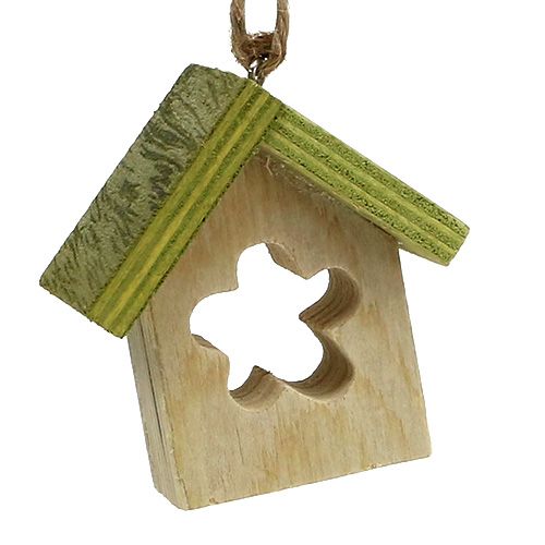 Floristik24 Hanger decoratie huis hout 5.5cm x 4cm x 6cm 6st