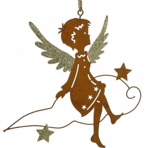 Artikel Deco hanger kerst engel decoratie metaal roest 15cm 6st
