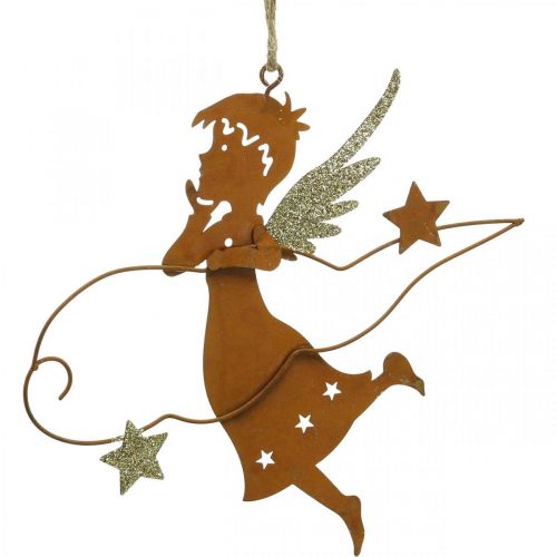 Floristik24 Decoratieve hanger kerstengel decoratie metaal roest 15cm 6 st