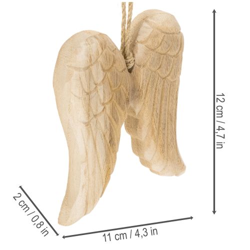 Houten engelenvleugelhanger voor decoratie, 12 cm | Floristik24.nl
