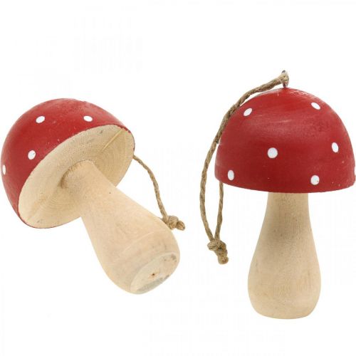 Floristik24 Vliegenzwam decoratieve paddestoelen houten paddestoel om op te hangen H8.5cm 6st