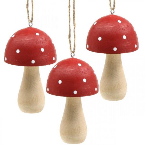 Floristik24 Vliegenzwam decoratieve paddestoelen houten paddestoel om op te hangen H8.5cm 6st