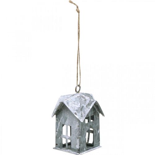 Artikel Kerstwagen metalen huis shabby chic wit H9.5cm 3st