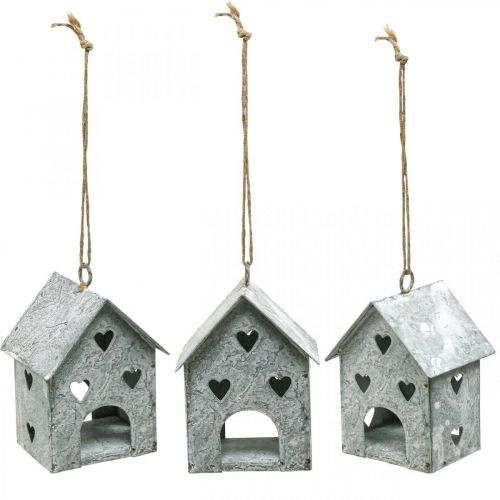 Artikel Kersthanger metalen huis Shabby Chic H9,5cm 3 st