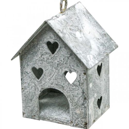 Artikel Kerstwagen metalen huis Shabby Chic H9.5cm 3st