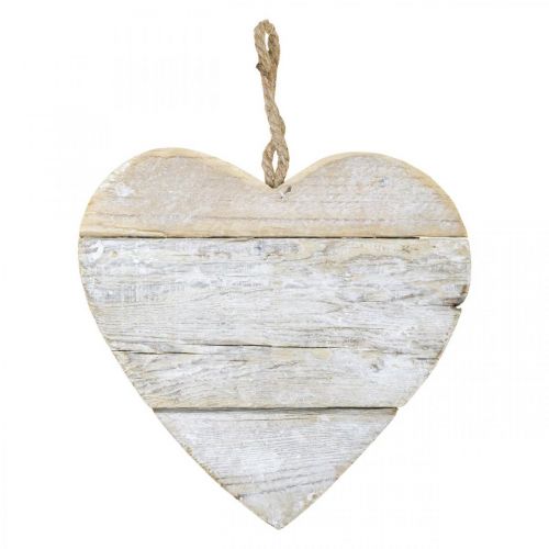 Hart gemaakt van hout, decoratief hart om op te hangen, hart deco wit 20cm