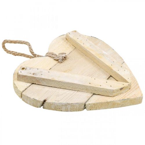 Artikel Hart gemaakt van hout, decoratief hart om op te hangen, hart decoratie wit 24cm
