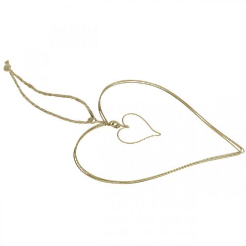 Artikel Decoratief hart om op te hangen, hangdecoratie metalen hart goud 10,5 cm 6 st