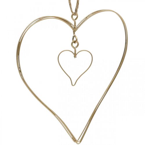 Artikel Decoratief hart om op te hangen, hangdecoratie metalen hart goud 10,5 cm 6 st