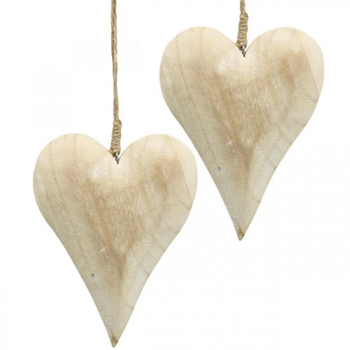 Hart van hout, decoratief hart om op te hangen, hartdecoratie H16cm 2st