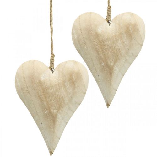 Floristik24 Houten hart, decoratief hart om op te hangen, hartdecoratie H16cm 2 st