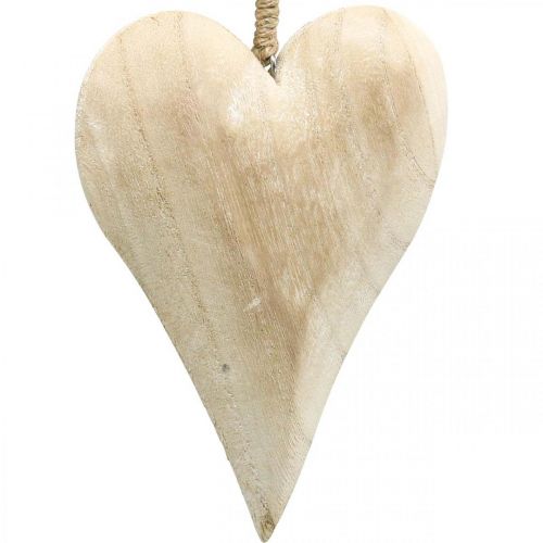 Artikel Houten hart, decoratief hart om op te hangen, hartdecoratie H16cm 2 st
