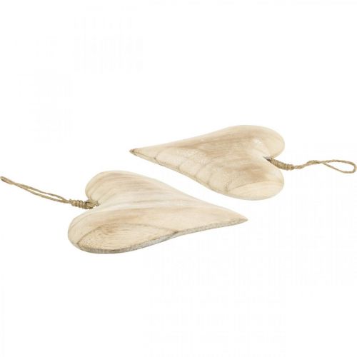 Artikel Houten hart, decoratief hart om op te hangen, hartdecoratie H16cm 2 st