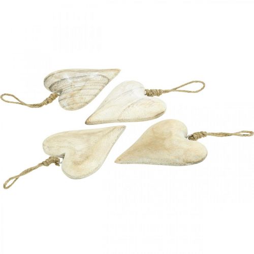 Artikel Houten hart, decoratief hart om op te hangen, hartdecoratie H10cm 4 st