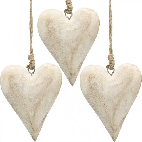 Floristik24 Houten hart, decoratief hart om op te hangen, hartdecoratie H13cm 4 st
