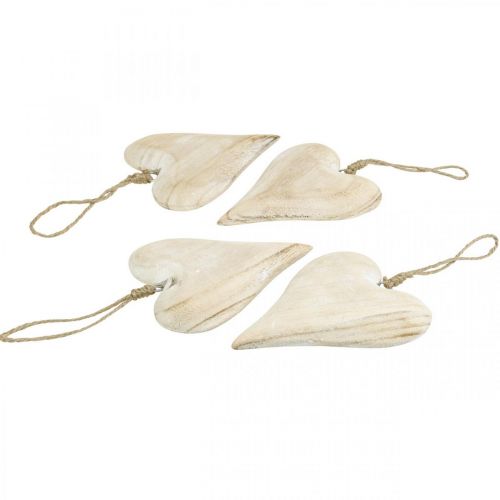 Artikel Houten hart, decoratief hart om op te hangen, hartdecoratie H13cm 4 st