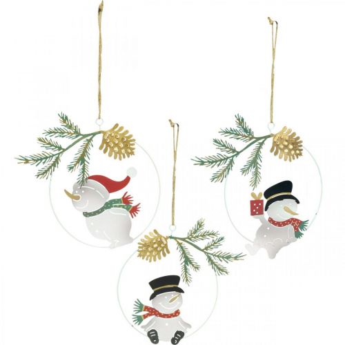 Artikel Kersthanger sneeuwpop decoratie ring metaal Ø14cm 3st