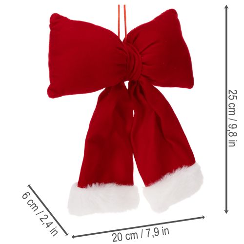 Decoratieve flanellen strik met pluche rand om op te hangen, 25 cm | Floristik24.nl