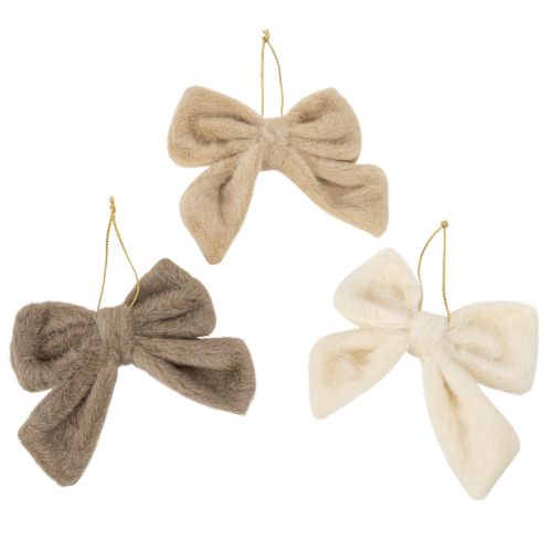 Decoratieve pluche strik met ophanglus, 16 cm, 3 stuks