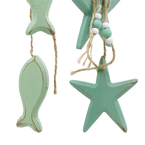 Decoratieve hanger ster, vis mint 47cm - 50cm 2st