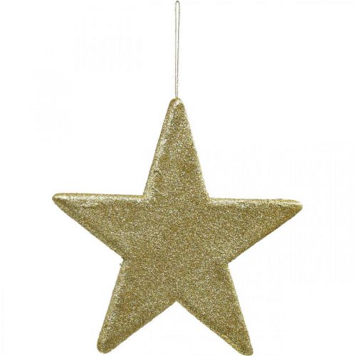 Floristik24 Kerstdecoratie ster hanger gouden glitter 30cm 2st