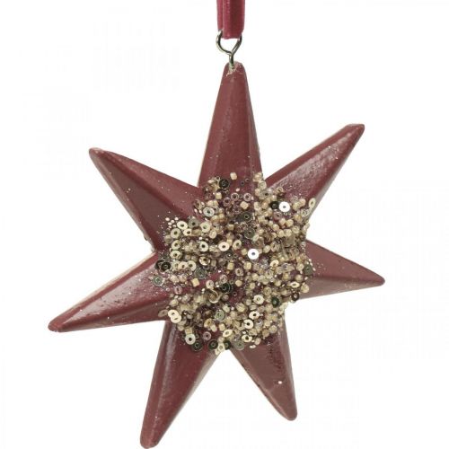Artikel Kersthanger decoratie ster om op te hangen Bordeaux 4 st