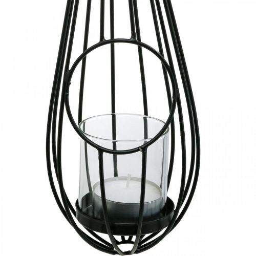 Floristik24 Lantaarn om op te hangen hangende decoratie druppels zwart 52cm