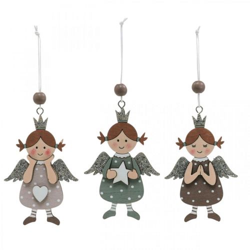 Floristik24 Engel hanger kerst engel hout decoratie 9,5x6,5cm 9st