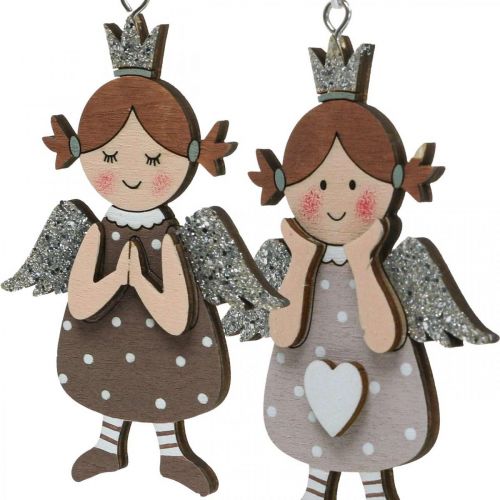 Floristik24 Engel hanger kerst engel hout decoratie 9,5x6,5cm 9st