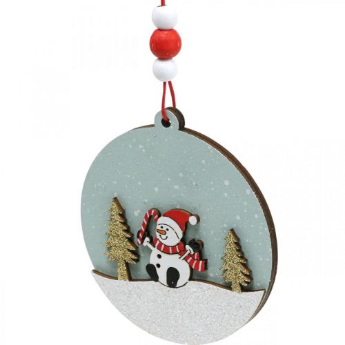 Artikel Kersthanger rond houten decoratie om op te hangen Ø8,5cm 6st