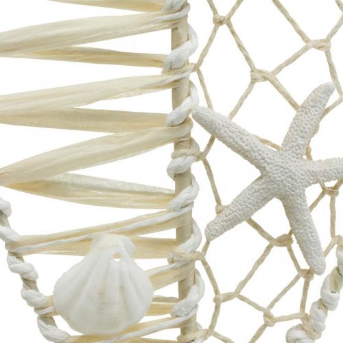 Decoratieve vis met schelpdecoratie, maritieme decoratie, vis om op te hangen wit 38cm