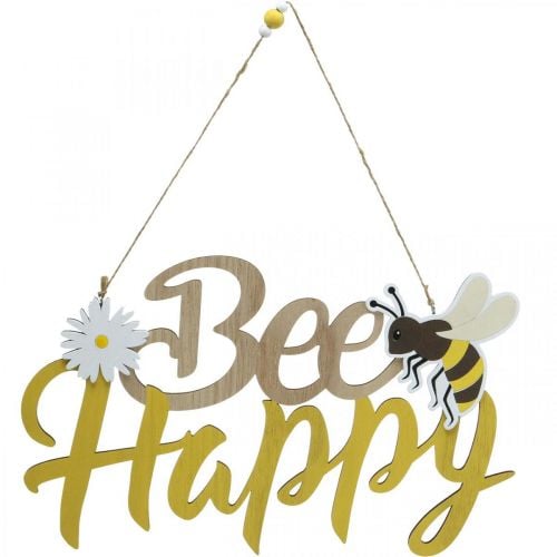 Decoratiebord bij &quot;Bee Happy&quot; zomerdecoratie hout 31×18cm 2st