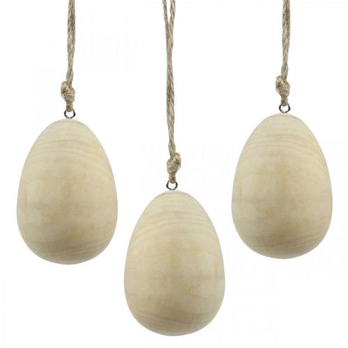 Artikel Houten eieren Decoratieve eieren Hangende natuurlijke paaseieren Paasdecoratie H8cm 6 stuks
