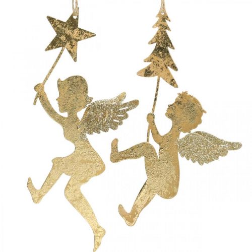 Artikel Engel hanger goud, kerst engel decoratie H20/21.5cm 4st