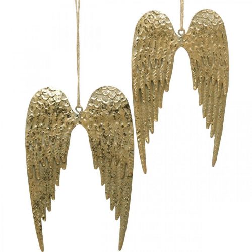 Floristik24 Angel Wing Deco Hanger Kerst Gouden 14.5×9cm 4st