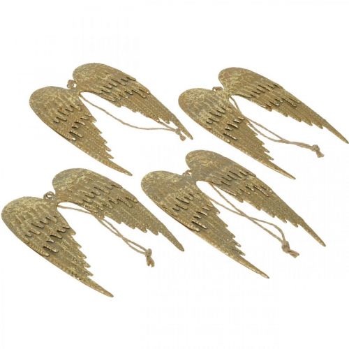 Floristik24 Angel Wing Deco Hanger Kerst Gouden 14.5×9cm 4st