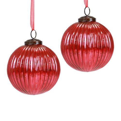 Kerstballen glazen kerstboomballen rood Ø10cm 4st