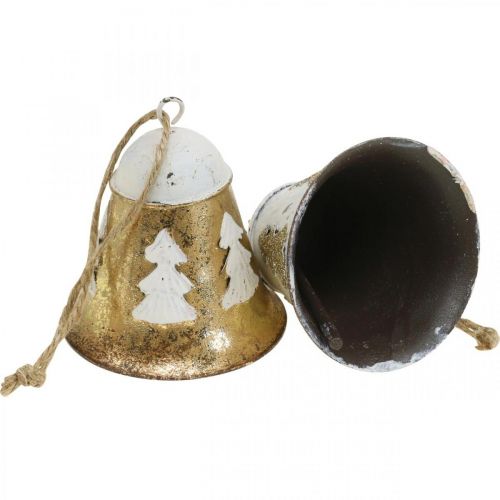 Artikel Kerstklokken vintage kerstdecoratie goud wit 2 stuks