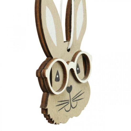 Artikel Houten hanger konijn met bril wortel bruin beige 4×7,5cm 9st