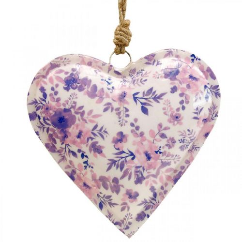 Floristik24 Deco hanger metaal hart deco bloemen 16x16x2.5cm 3st