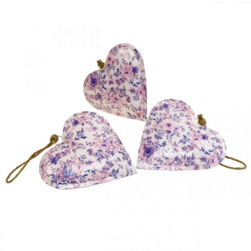 Floristik24 Deco hanger metaal hart deco bloemen 16x16x2.5cm 3st