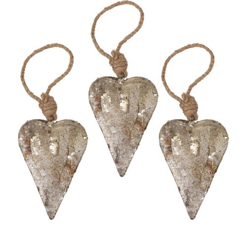 Floristik24 Hangdecoratie metalen hartjes decoratie hartjes zilver 11cm 3st