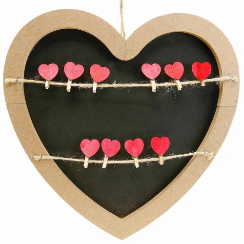 Wanddecoratie hart fotohouder memohouder 10 clips 30cm