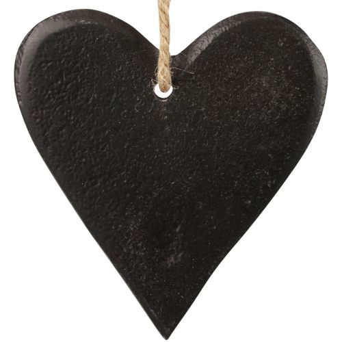 Floristik24 Hangdecoratie leisteen hart decoratieve harten zwart 7cm 6st