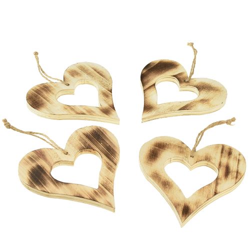 Floristik24 Houten harten decoratieve hanger hart in hart gevlamd 15×15cm 4st